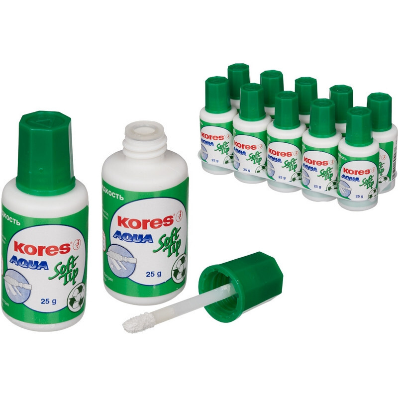 Корректирующая жидкость KORES Soft Tip AQUA 25мл на водной осн, аппликатор  #1