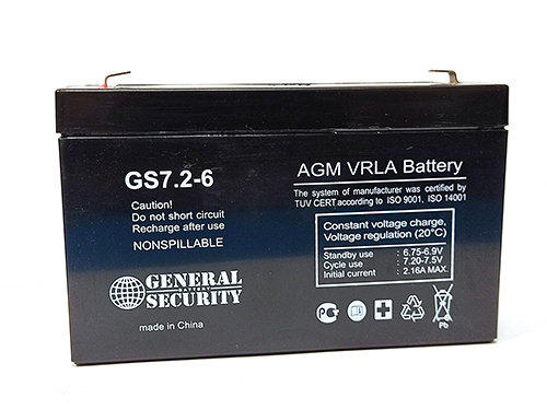 Аккумуляторная батарея General Security GS 7.2-6 (6В 7.2Ач / 6V 7.2AH) для детского электромобиля / фонаря #1