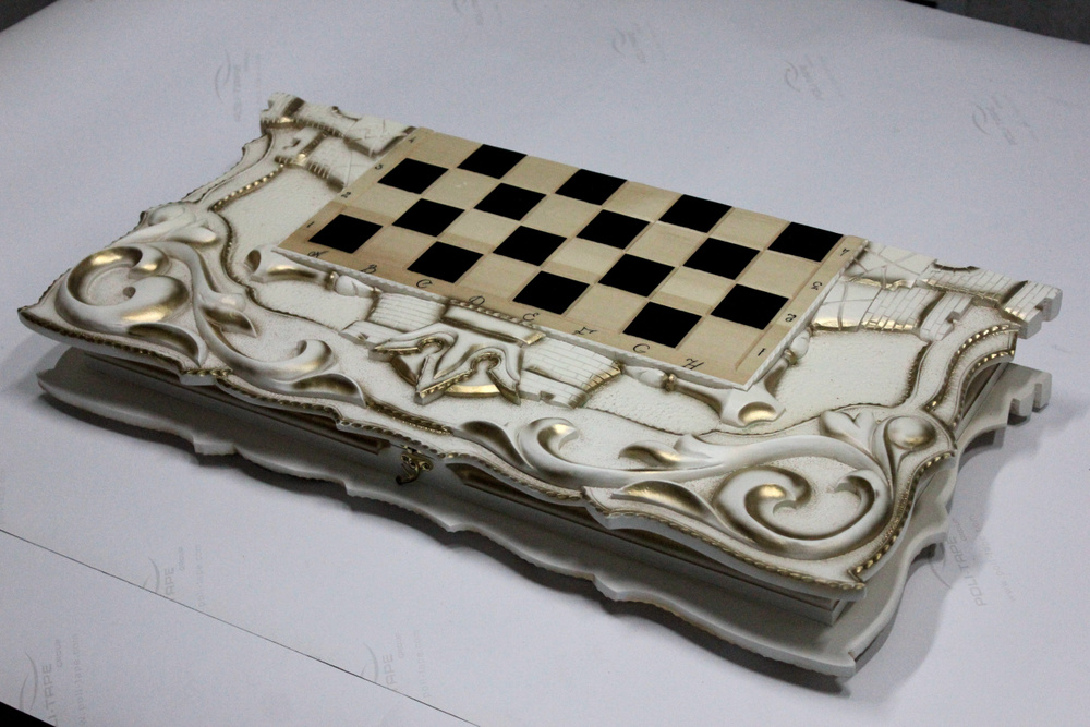 Набор 3 в 1 (шахматы + шашки + нарды) ручной работы "Корона"  #1