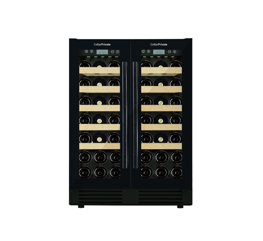 Винный шкаф Cellar Private CP042-2TB, встраиваемый, двухтемпературный на 42 бут, черный.  #1