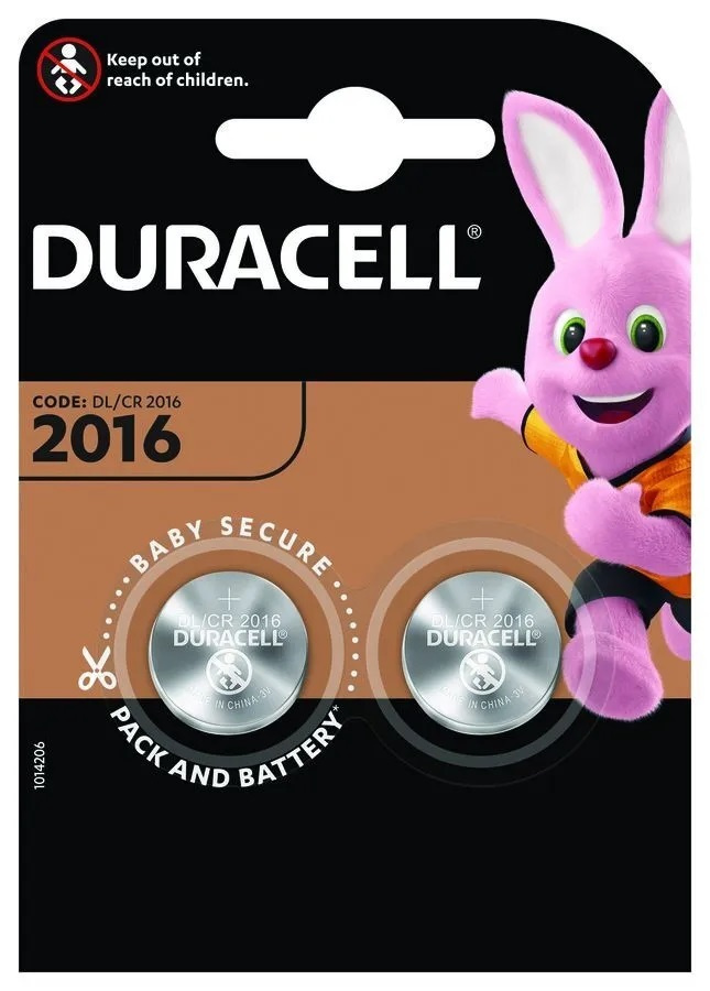 Батарейки CR2016 (DL2016) Duracell, тип литиевый 3V, 2 шт #1