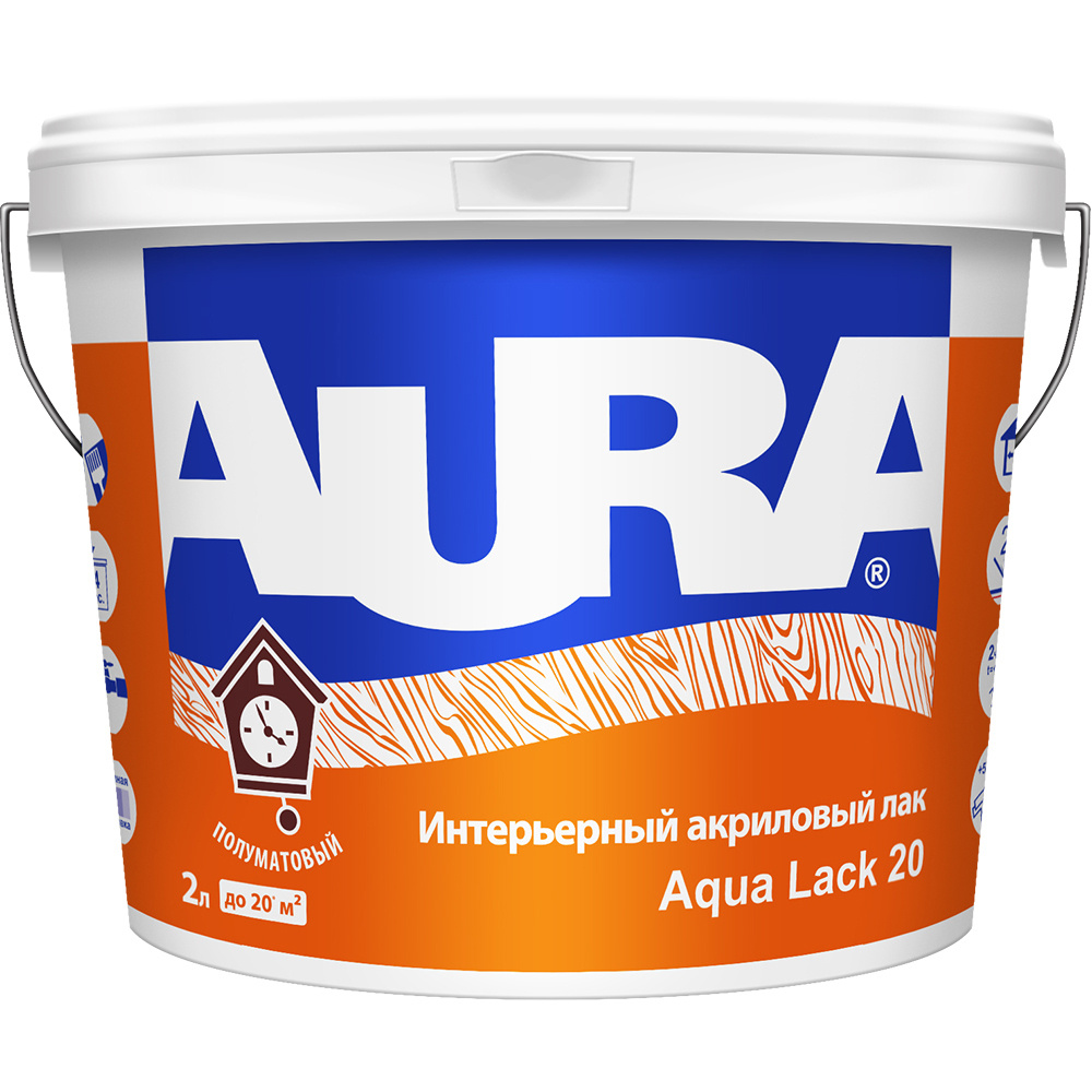 Лак интерьерный полуматовый акриловый "Aura Aqua Lack 20", 2л #1
