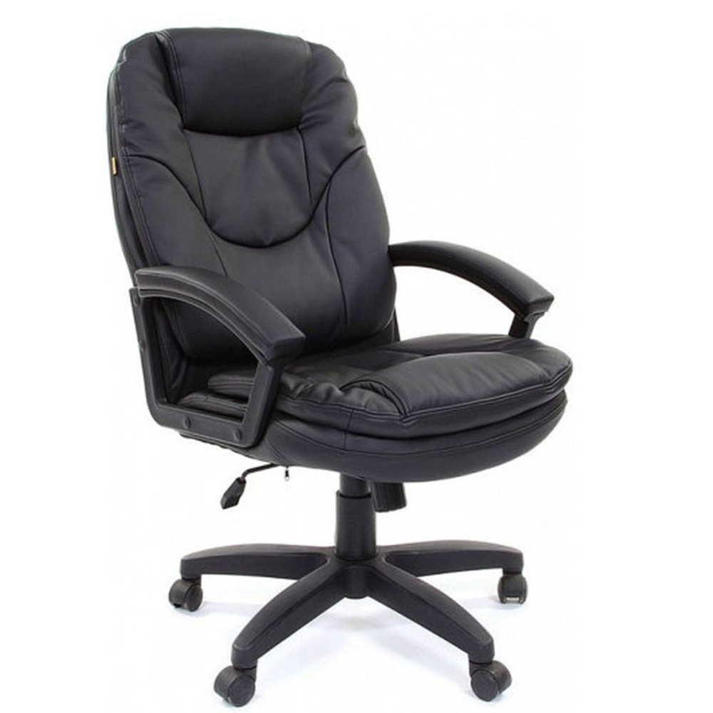 Офисное кресло руководителя Chairman 668 LT Black (экокожа, механизм качания, крестовина пластик, черное). #1