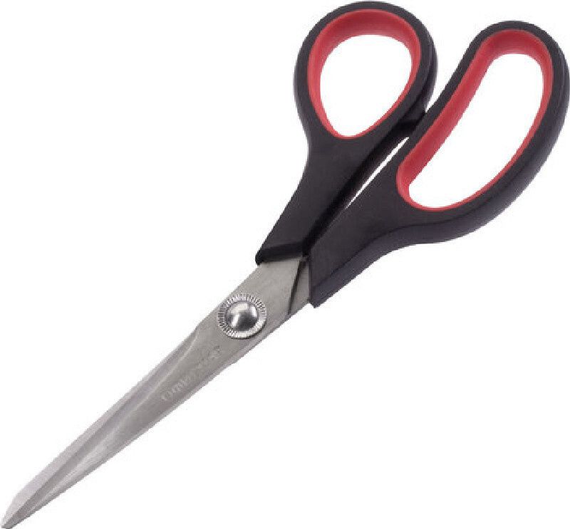 Ножницы ОФИСМАГ "Soft Grip", 190 мм, резиновые вставки, черно-красные, 3-х сторонняя заточка, 236456 #1