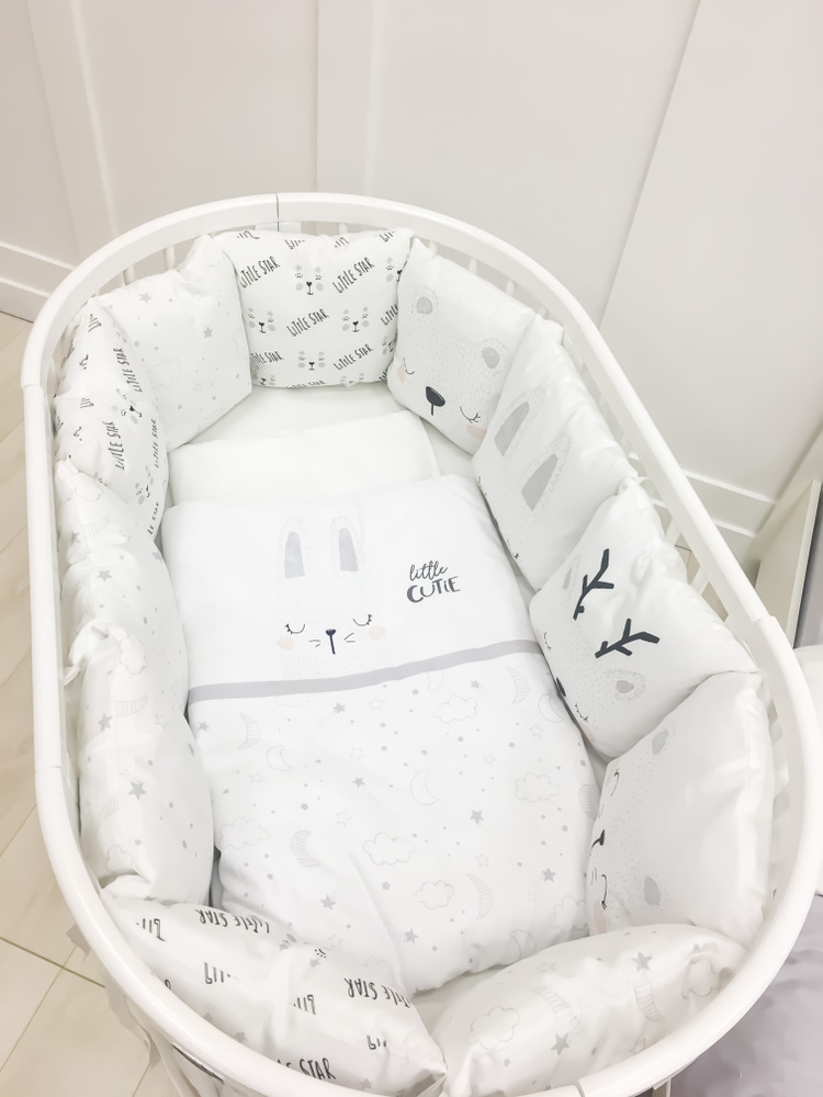 Комплект бортиков в детскую кроватку для новорожденных и малышей с постельным бельем "Маленькая звездочка" #1