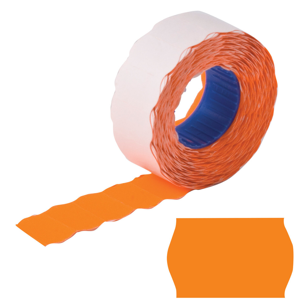 Этикет-лента 22х12 мм, волна, оранжевая, комплект 5 рулонов по 800 шт., 123574  #1