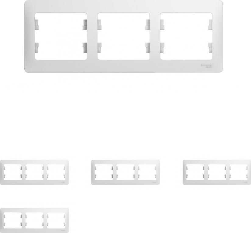 Рамка Systeme Electric Glossa трехместная горизонтальная белая (комплект из 4 шт)  #1