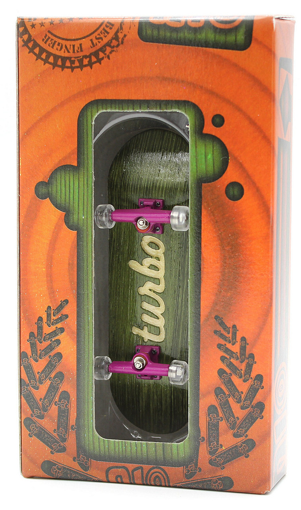 Фингерборд Турбо П10 Гравировка зеленый / пальчиковый скейт / деревянный профессиональный для трюков #1