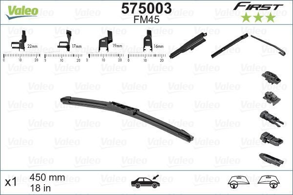 Valeo Щетка стеклоочистителя бескаркасная, арт. 575003, 45 см #1