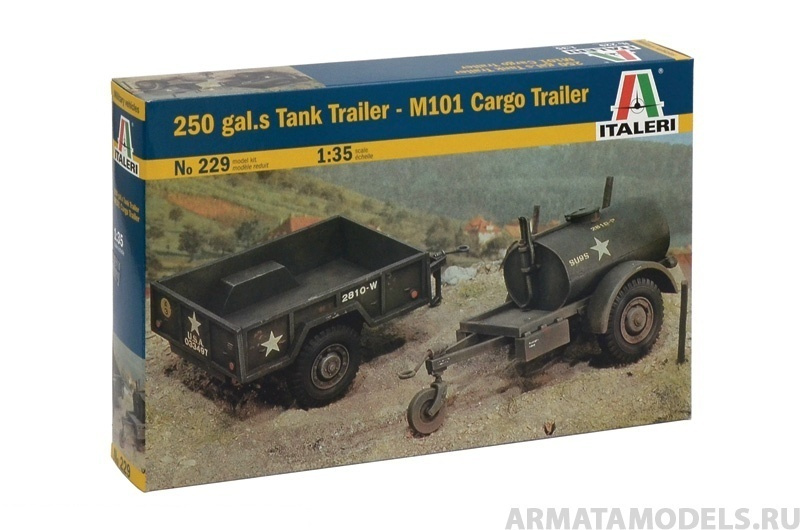 Сборная модель Italeri 229ИТ Бочка 250 Gals и Прицеп Cargo M101 Масштаб  #1