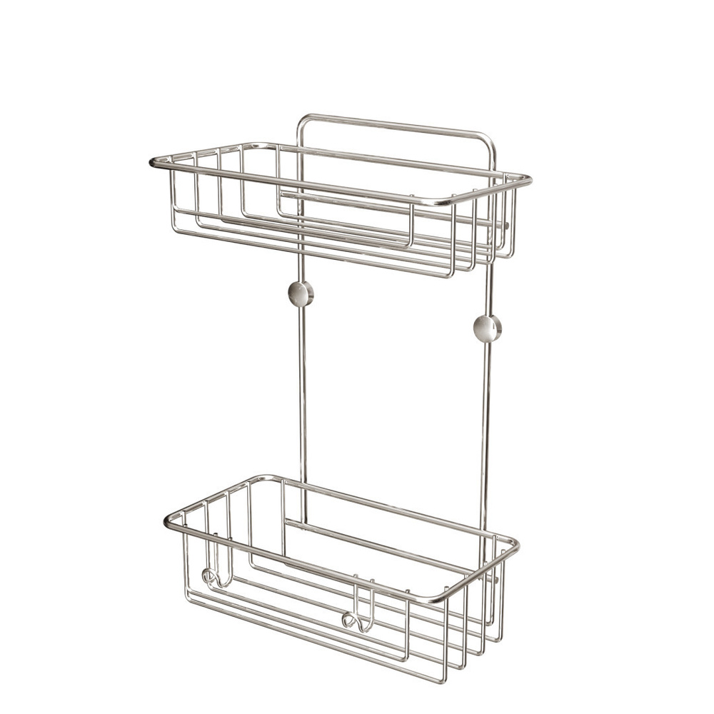 Полка в ванную прямая Tekno-tel ES095SSM 2 яруса 24*10*37 нерж.сталь матовый  #1
