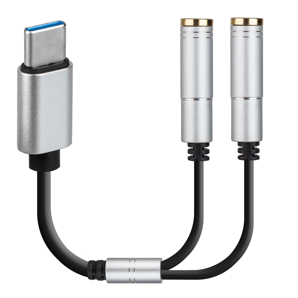 Металлический переходник USB Type - C на Jack 3.5mm / Разветвитель Type ...