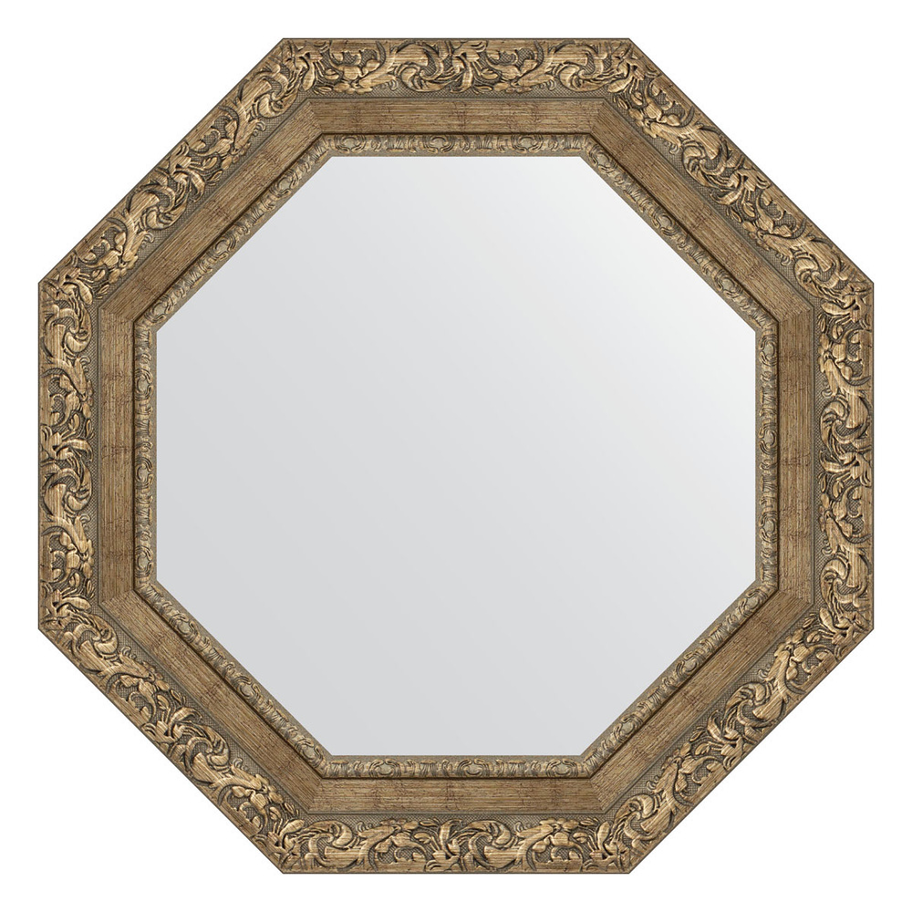 Зеркало в багетной раме - виньетка античная латунь 85 mm (60x60 cm) (EVOFORM) BY 7338  #1