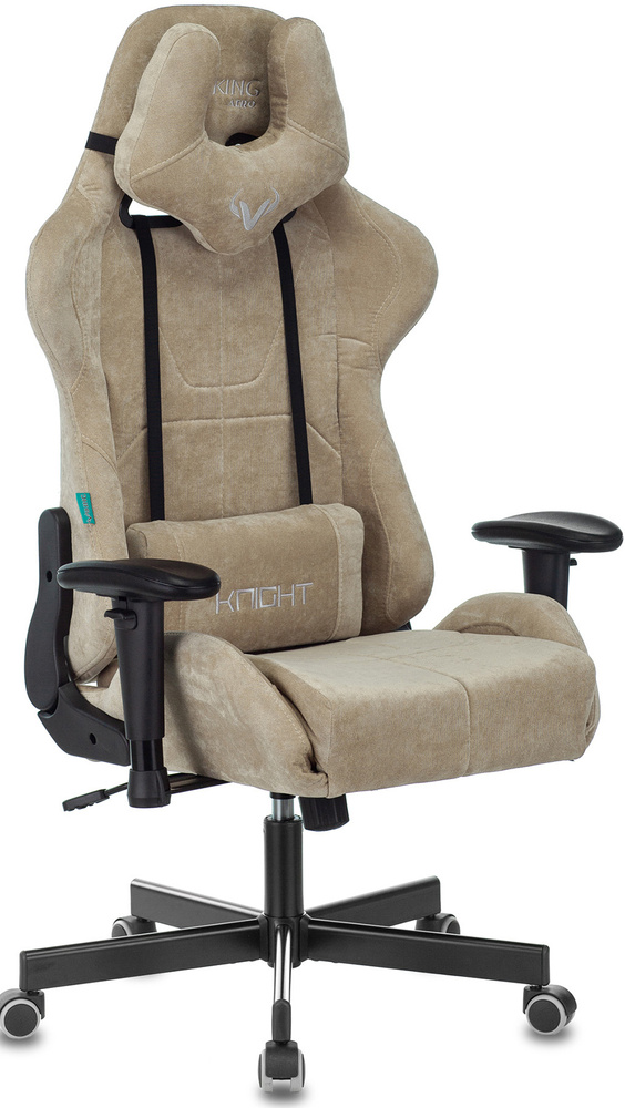 Кресло игровое Zombie VIKING KNIGHT Fabric песочный, ткань / Компьютерное геймерское кресло, с подголовником, #1
