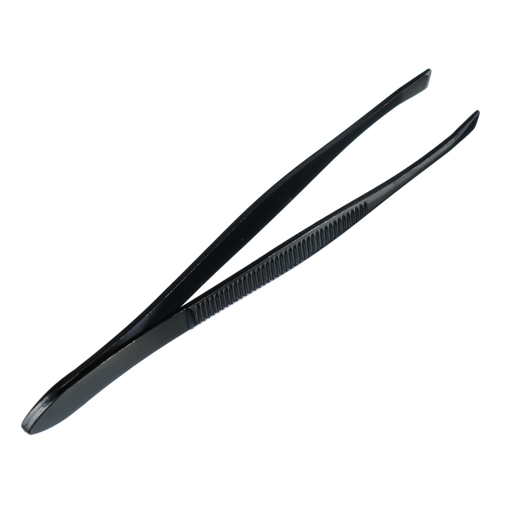 ЮниLook Пинцет для бровей скошенный, металлический, 8,5см, черный, 12 штук в упаковке  #1