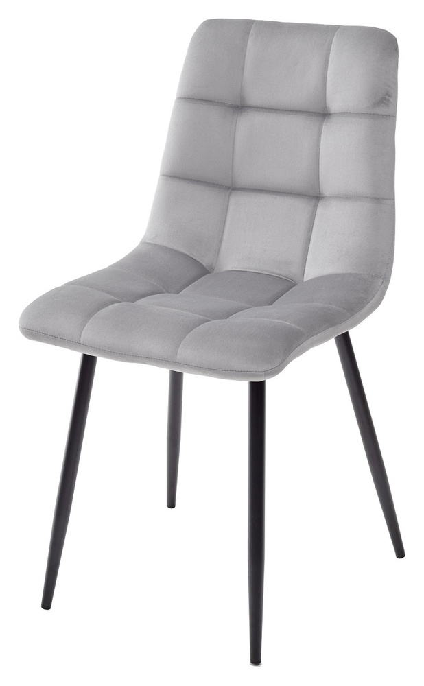 Комплект стульев M-City CHILLI 2 шт G062-37 серый шелк велюр/ черный каркас  #1