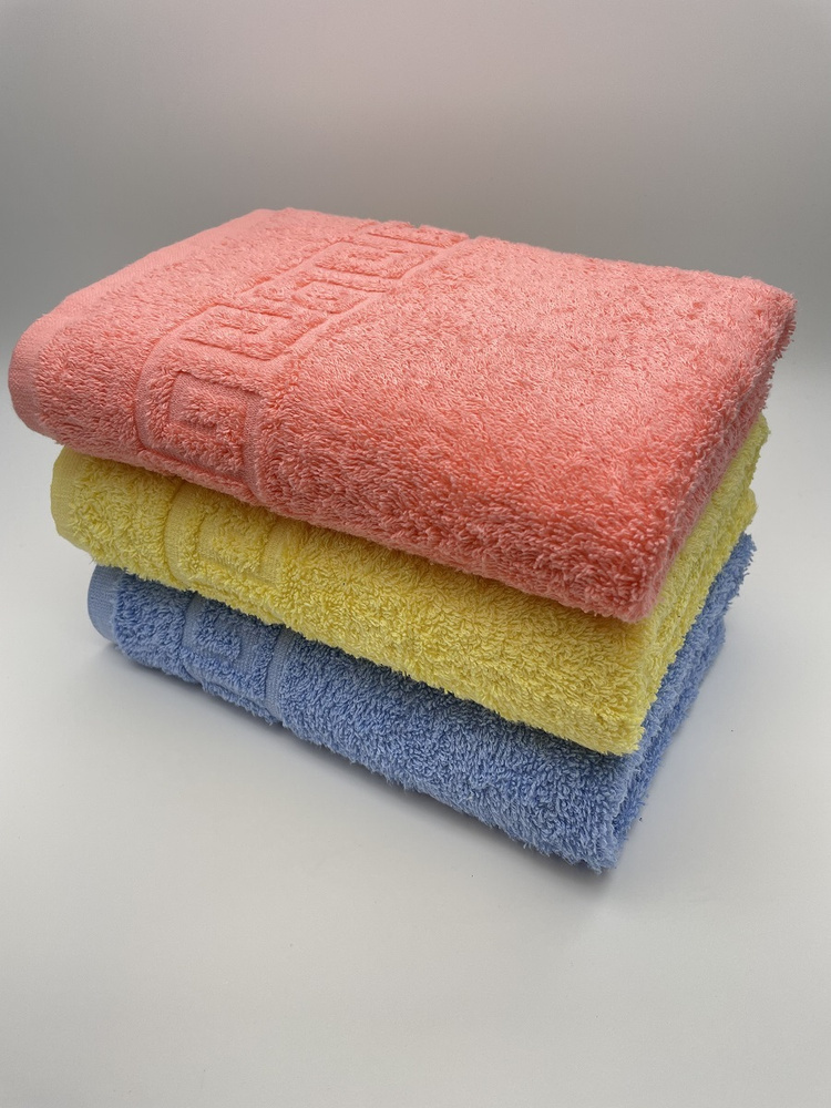 Набор полотенец для лица, рук или ног TM Textile, Хлопок, 50x90 см, голубой, желтый, 3 шт.  #1