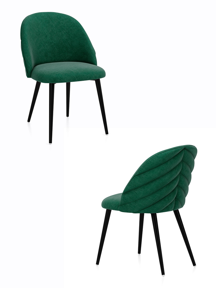 Кресло Лиана-2 шт.  к-с черный, зеленый велюр #1