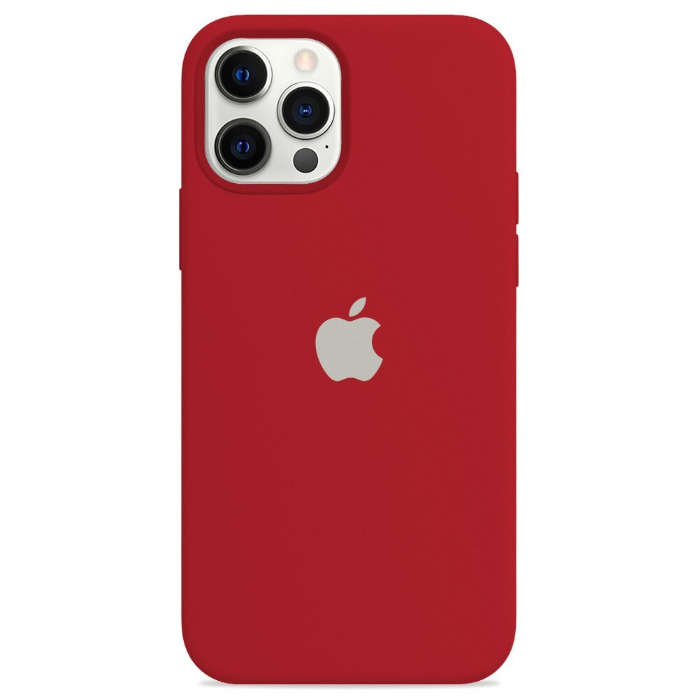 Силиконовый чехол для смартфона Silicone Case на iPhone 15 PRO / Айфон 15 ПРО с логотипом, темно-красный #1