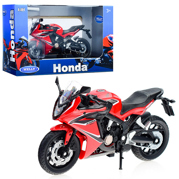 Мотоцикл игрушечный металлический / Модель мотоцикла 1:18 Honda CBR650F 12853P Welly  #1