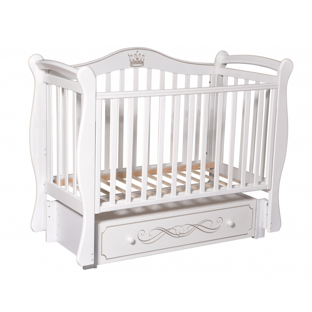Кроватка детская Антел Julia-11 для новорожденных с универсальным маятником, автостенкой и ящиком, массив #1