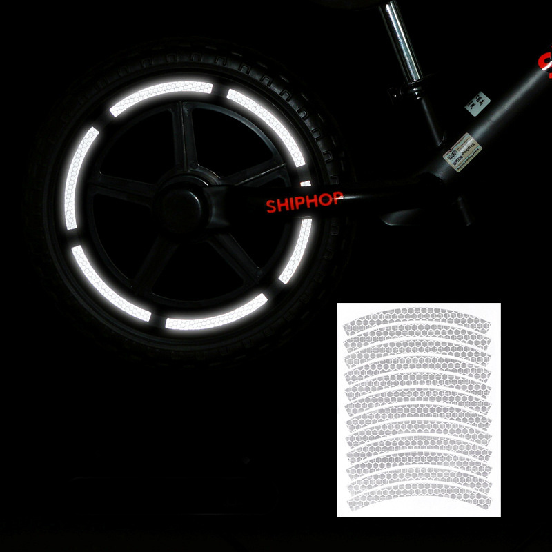 Светоотражающая лента наклейка 8 штук, цвет: белый, катафот для колес велосипеда, самоката, мотоцикла, #1