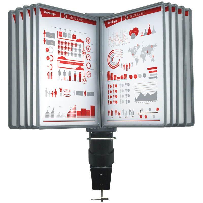 Демосистема настольная с 10 серыми панелями Berlingo, со струбциной  #1