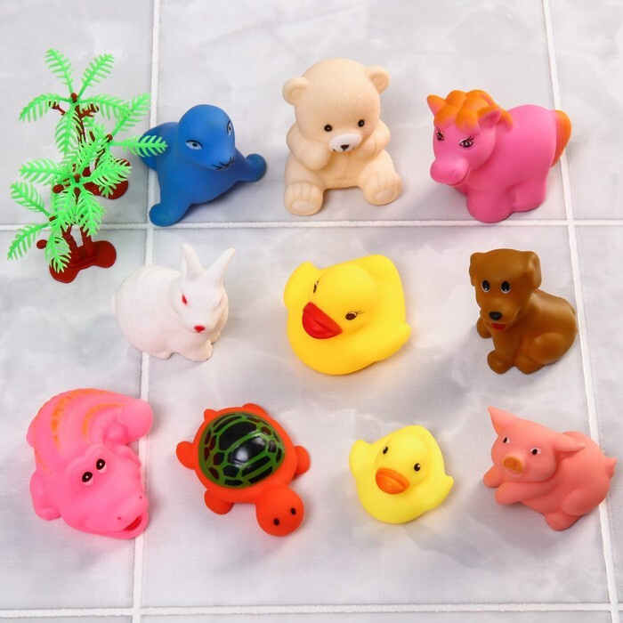 Набор резиновых игрушек для ванны На острове , с пищалкой, 10 шт, Крошка Я  #1