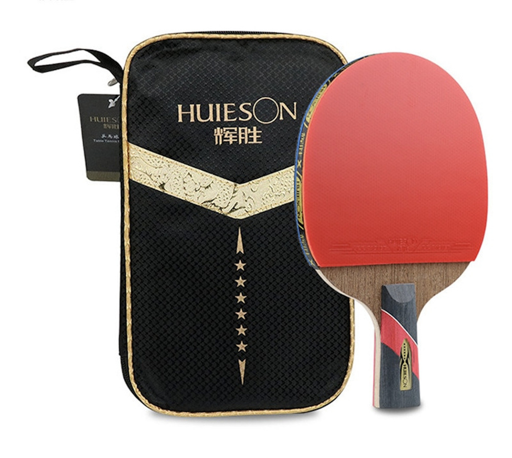 Ракетка для настольного тенниса с короткой ручкой Huieson 6 stars, с чехлом  #1