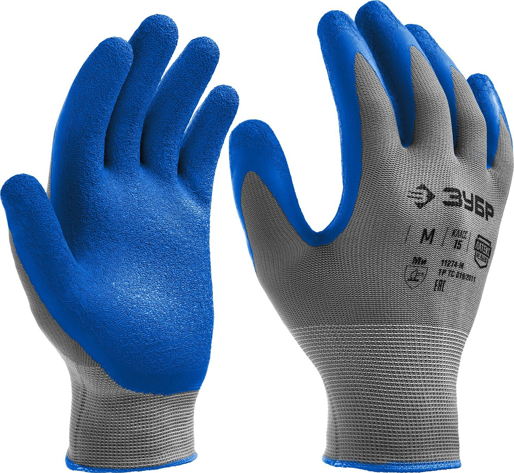Противоскользящие перчатки ЗУБР РЕЛЬЕФНЫЕ тонкое латексное рельефное покрытие, размер XL  #1