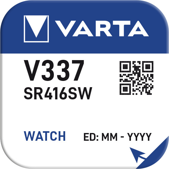 Батарейка 337 VARTA (SR416SW), тип оксид-серебряный, 1.55V, 1 батарейка  #1