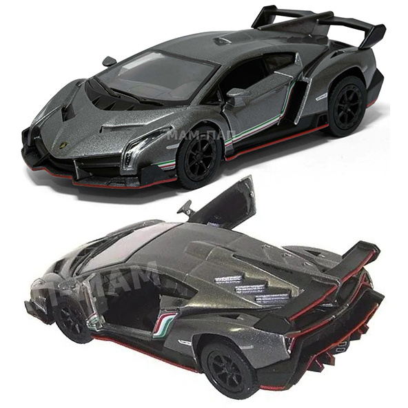 Машинка металлическая Kinsmart 1:36 Lamborghini Veneno 5367DKT инерционная, двери открываются / Серый #1