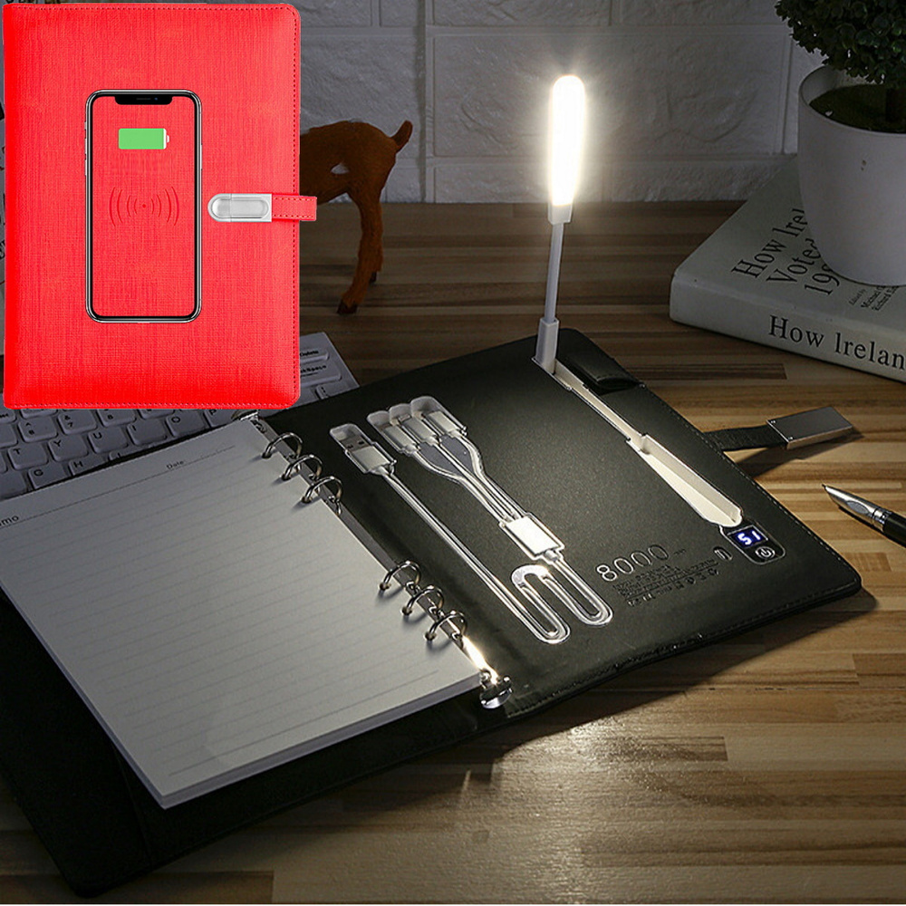 Блокнот с беспроводной и проводной зарядкой NOTEPAD and PEN, PowerBank 8  000 mAh, Flash-накопитель на 16Gb, Светодиодная лампа, цифровое обозначение  заряда - купить с доставкой по выгодным ценам в интернет-магазине OZON  (555516962)