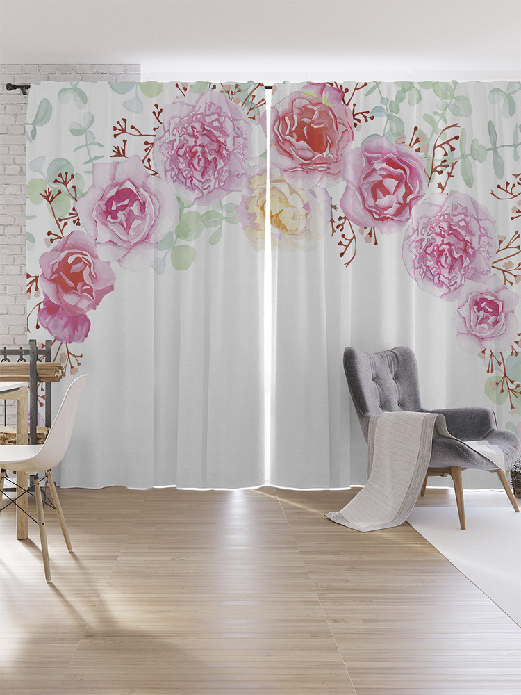 Фотошторы для кухни и спальни JoyArty Oxford DeLuxe "Арка из роз", 2 полотна со шторной лентой шириной #1
