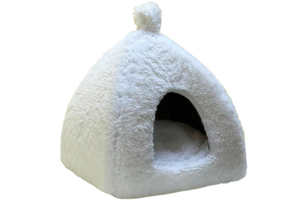 Домик - юрта для кошек и собак мелких и средних пород со съемной подушкой ХВОСТЕЛ "Пломбир" экомех премиум #1