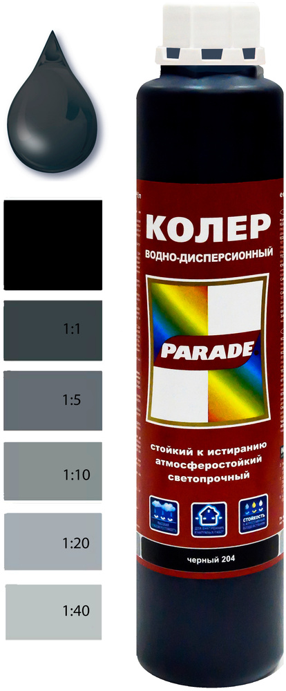 Колер водно-дисперсионный Parade Classic 204 черный 0,75 л #1