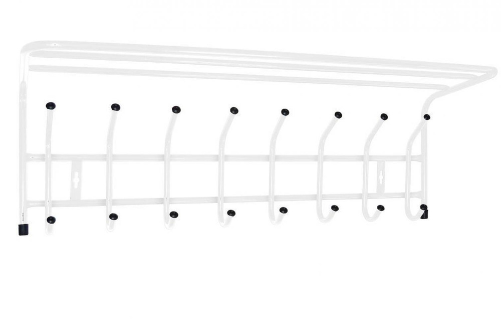 Вешалка настенная 8 двойных крючков с полкой #1