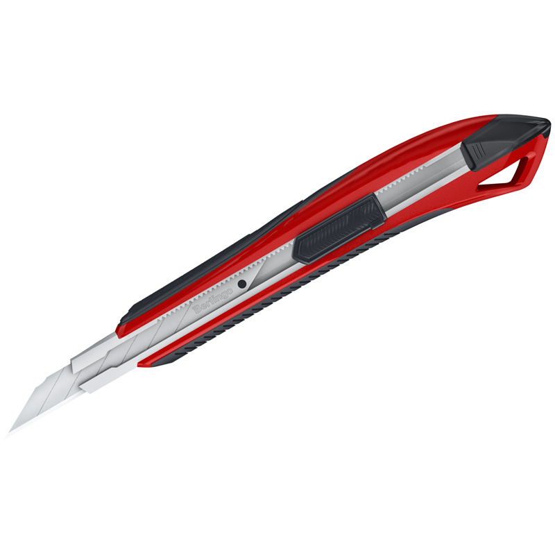Нож канцелярский 9мм Berlingo "Razzor 300" auto-lock, красный #1