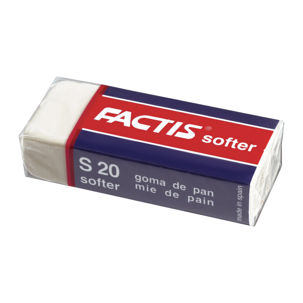 Ластик FACTIS Softer S 20 (Испания), 56х24х14 мм, белый, прямоугольный, картонный держатель, CMFS20. #1