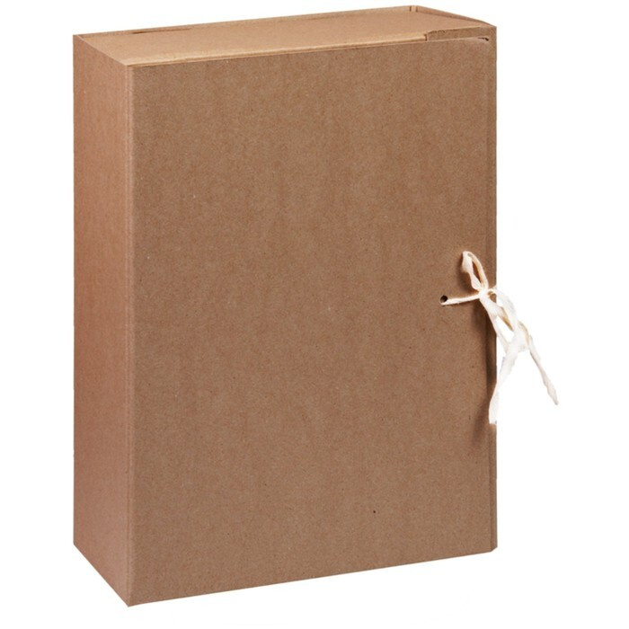 Короб архивный с завязками, 100 мм, переплетный картон, Calligrata разборный, без покрытия, клапан МГК, #1