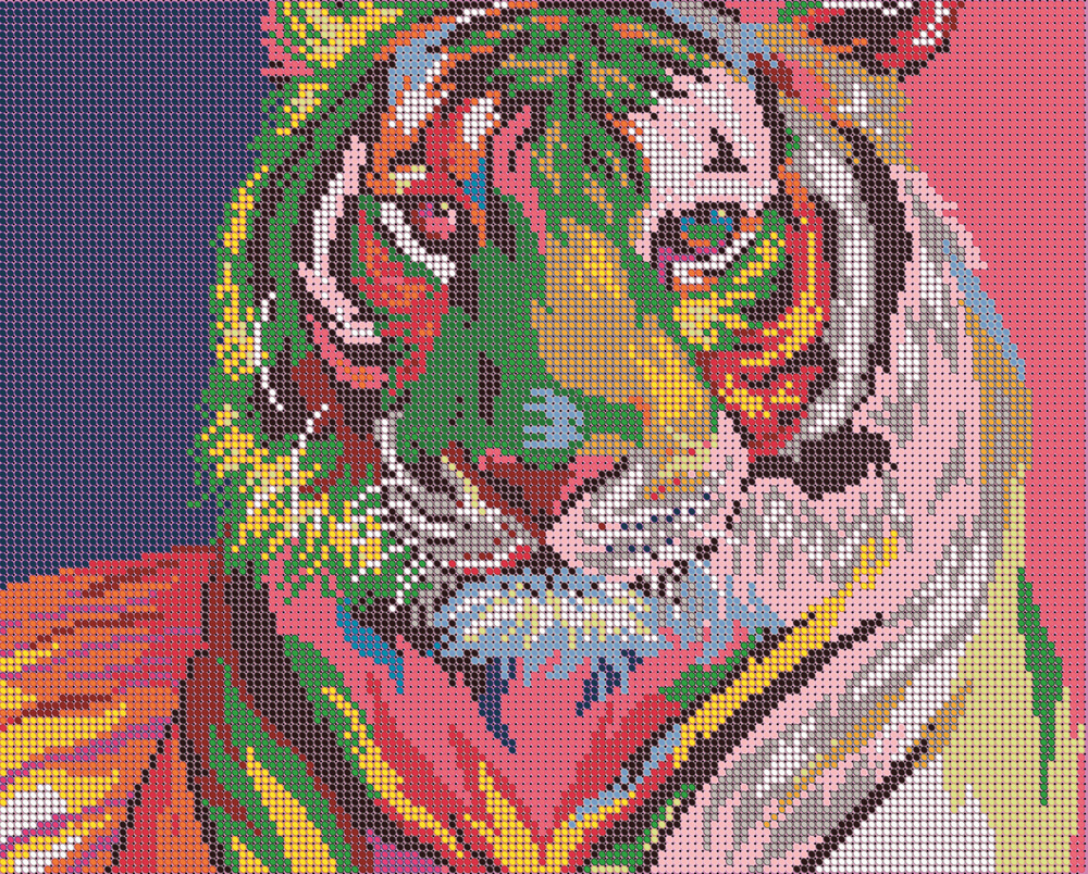 Алмазная мозаика, картина Радужный тигр 43,5х35 см, Диамант, картина стразами без подрамника  #1