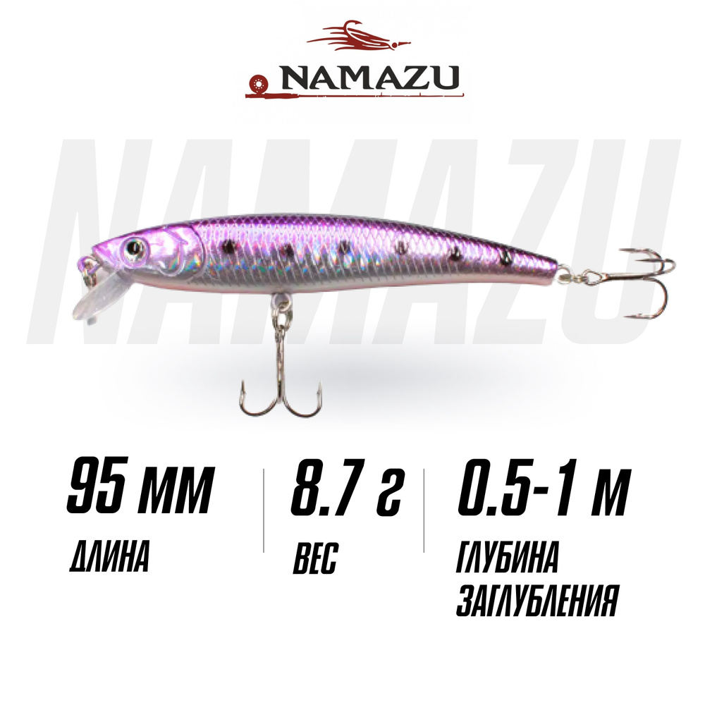 Воблер Namazu BOB-fish L-95мм, 8,7г минноу плавающий (0,5-1,0м) цвет 1 #1
