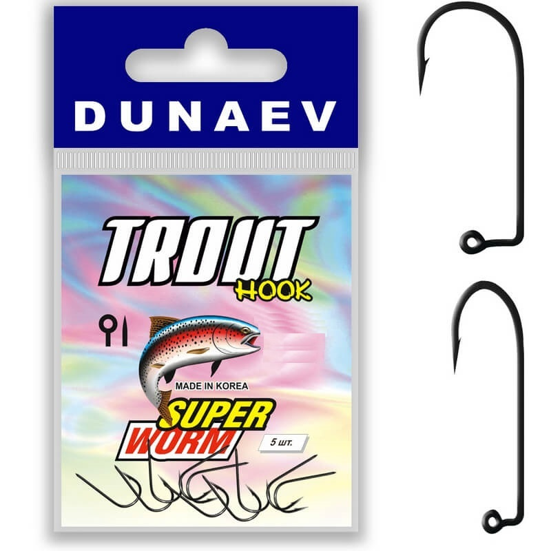 Крючки для рыбалки на форель Dunaev Trout Super Worm # 2 (упак. 5 шт) #1