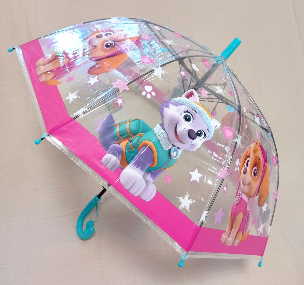 Зонт детский трость "Щенячий патруль", диаметр купола 80 см, свисток в комплекте  #1