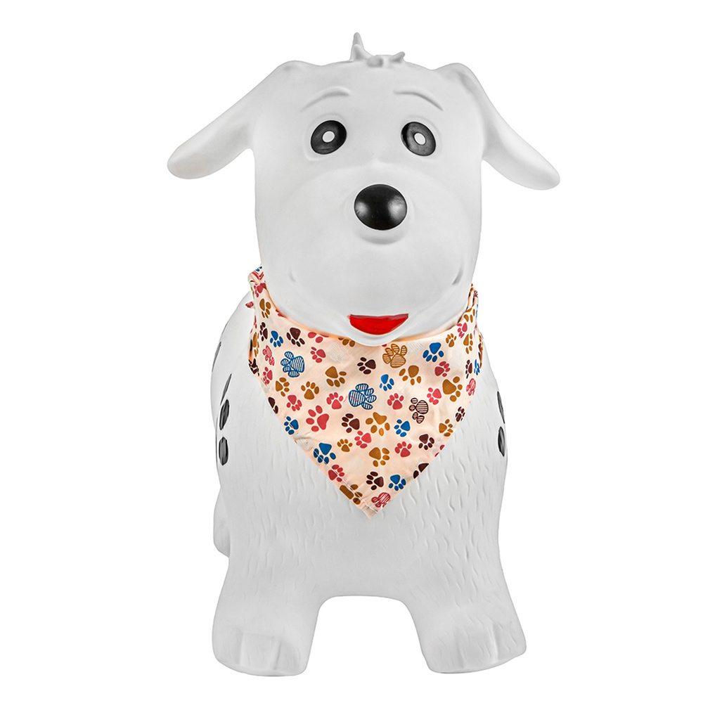 Прыгун Белый пёс, детская надувная развивающая игрушка-тренажер (в комплекте с банданой)  #1