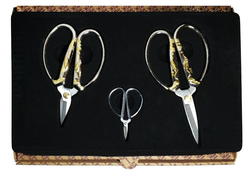 Набор ножниц Винтаж, 3 размера, серебро с золотом, 010530 #1