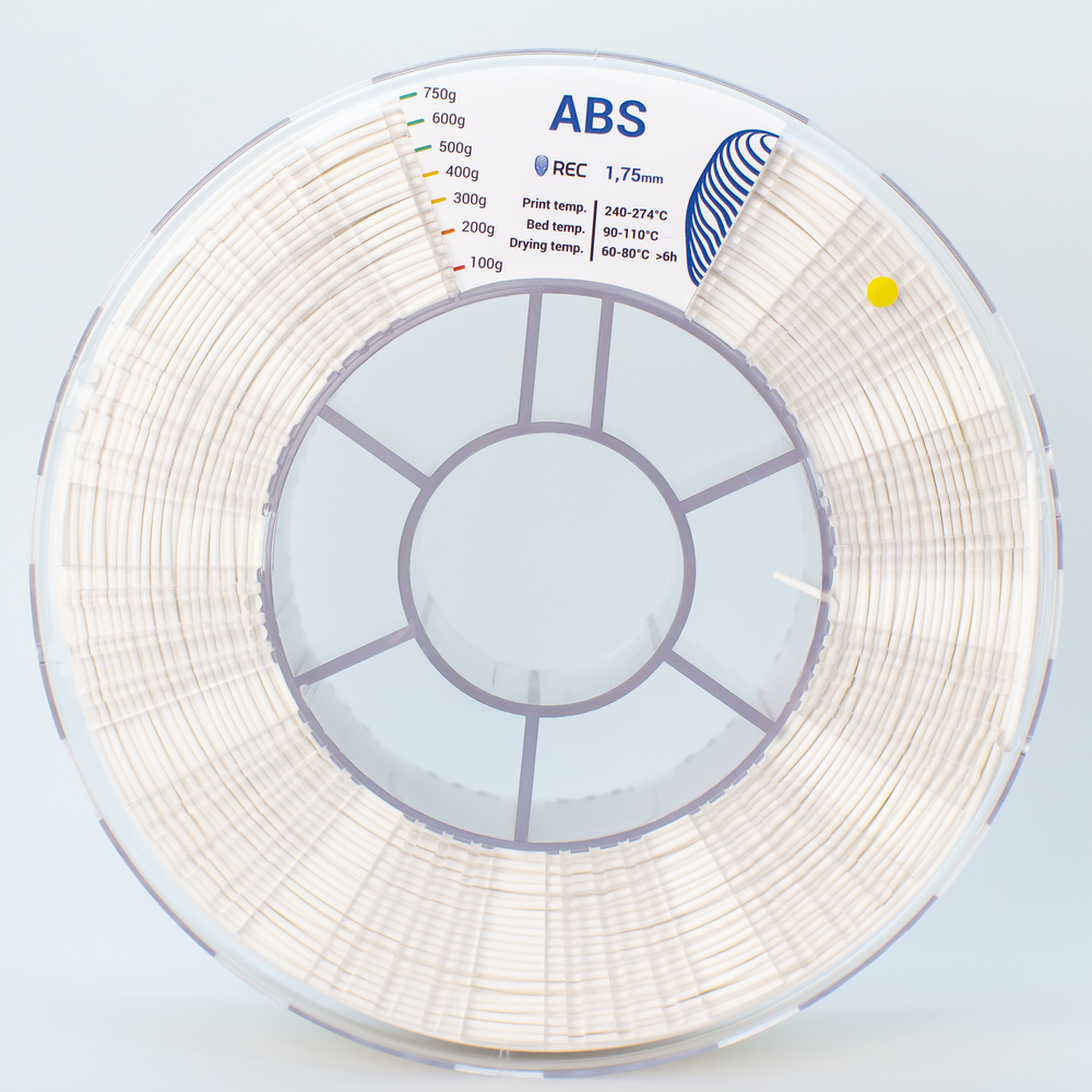 Пластик для 3д принтера АБС REC филамент ABS белый RAL9016 750 гр 1.75 мм  #1