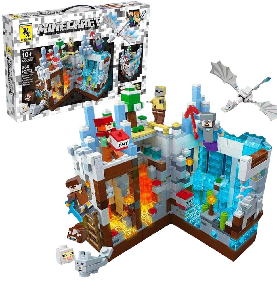 Конструктор Майнкрафт Игрушка Minecraft My World набор "Белая Зимняя Крепость" 866 деталей 5 фигурок #1