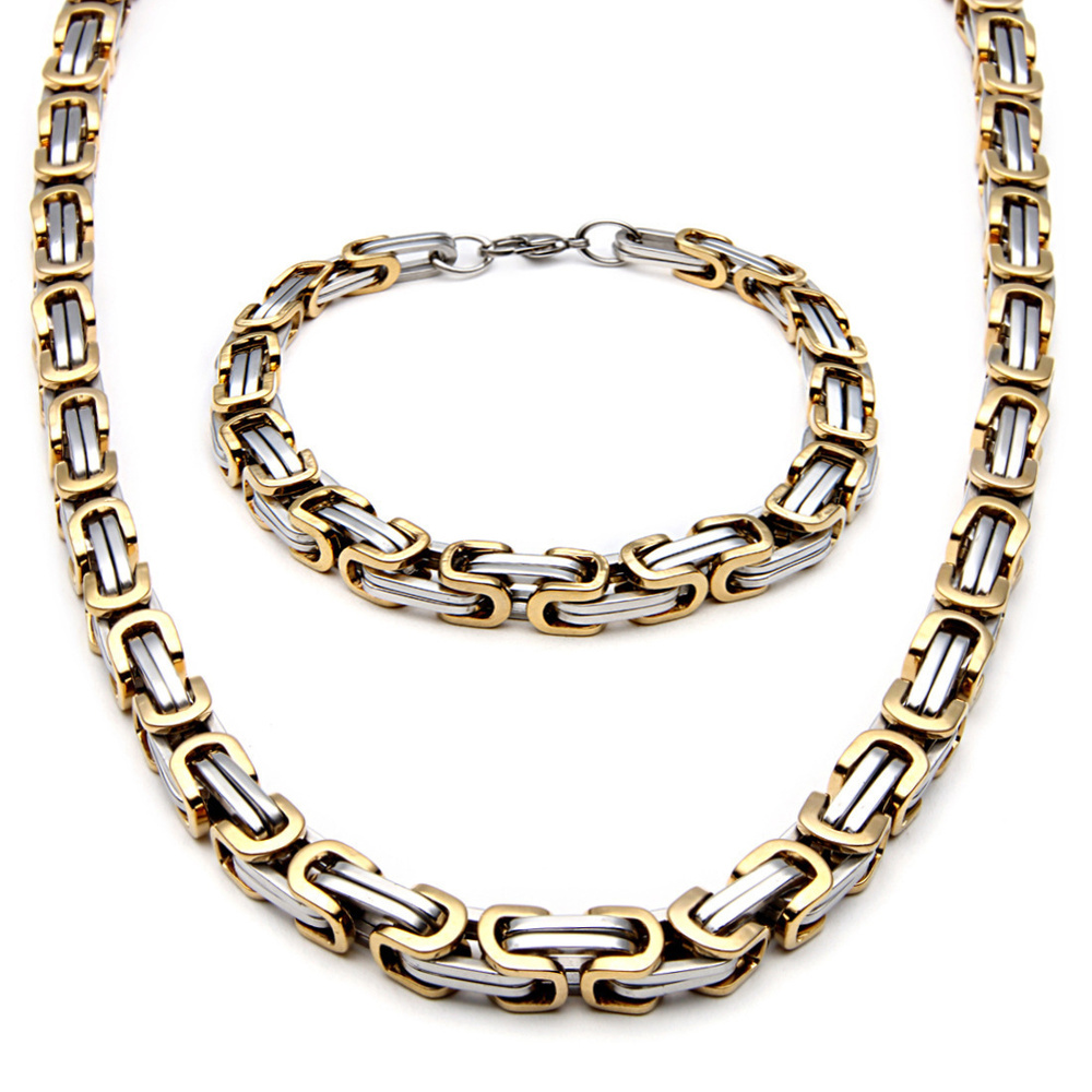 Комплект браслет-цепь Hagust / Мужской, женский набор (на руку, на шею, византийское плетение, медицинская #1
