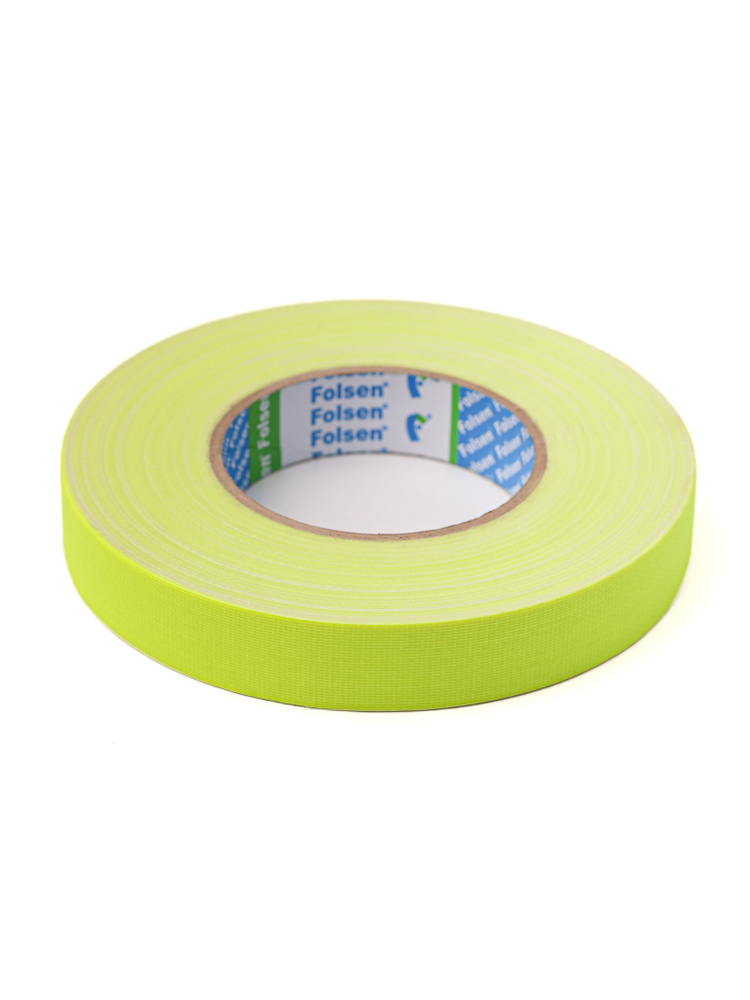 Жёлтый gaffer tape флуоресцентный Folsen Premium FL 24мм х 50м. #1